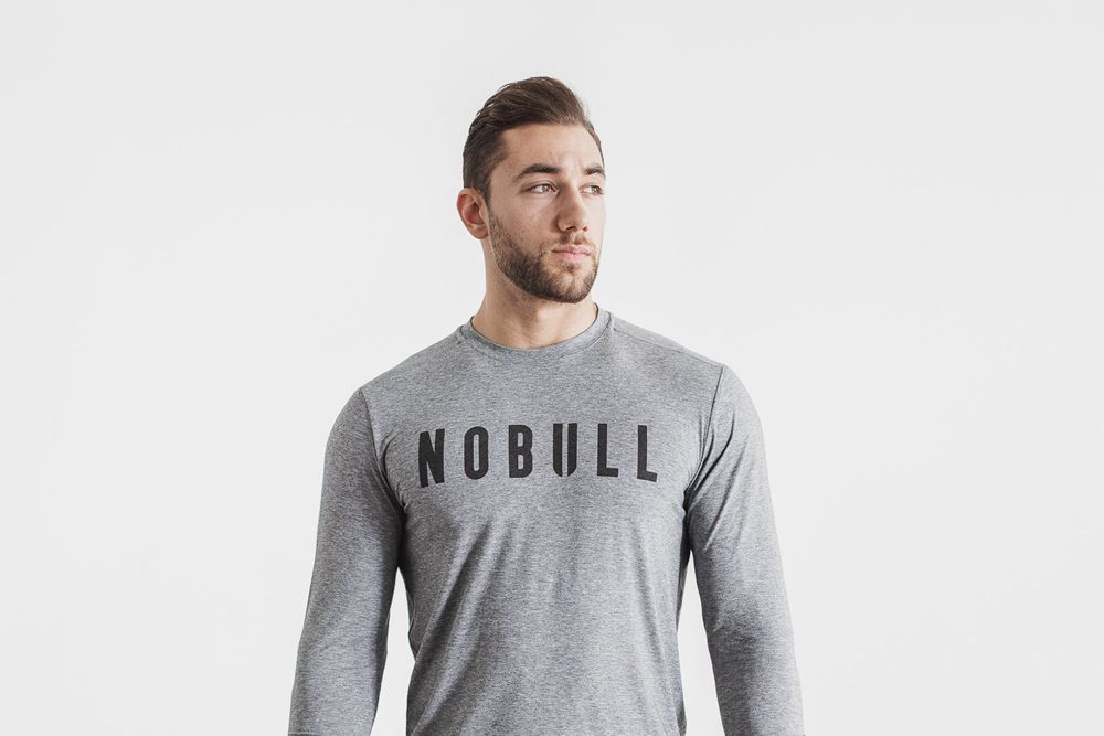 T-Shirts NOBULL Homme Grise - NOBULL Manga Larga,France (9467-RCGVA)